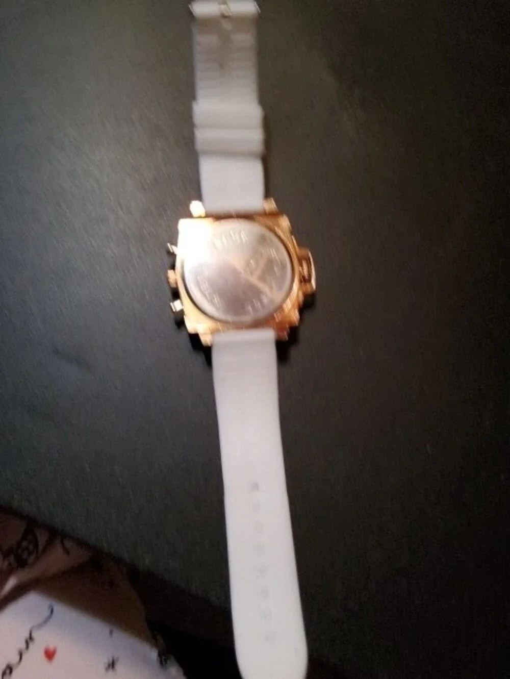 White Silicone Strap Watch with Rose Gold Case